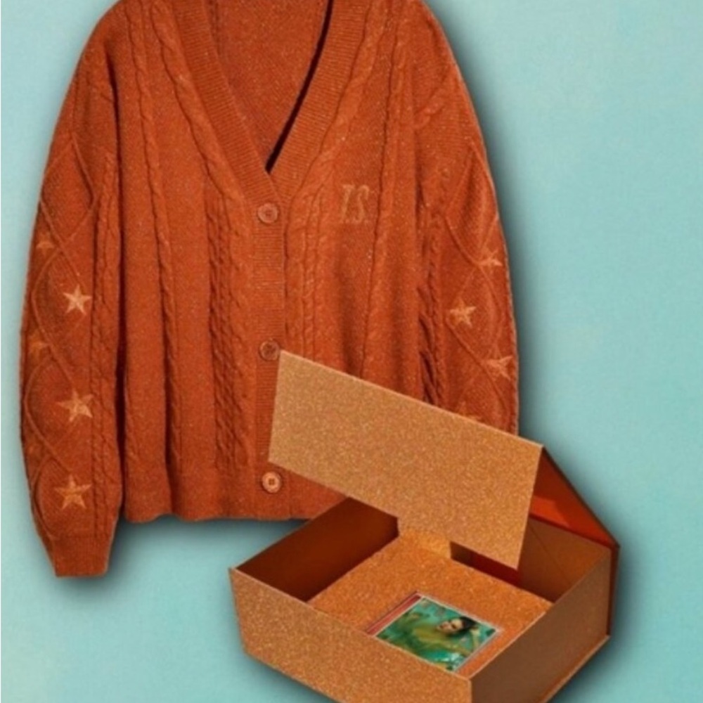 New M/L Taylor Swift Cardigan, CD, Sparkly Box - The Life of a Showgirl